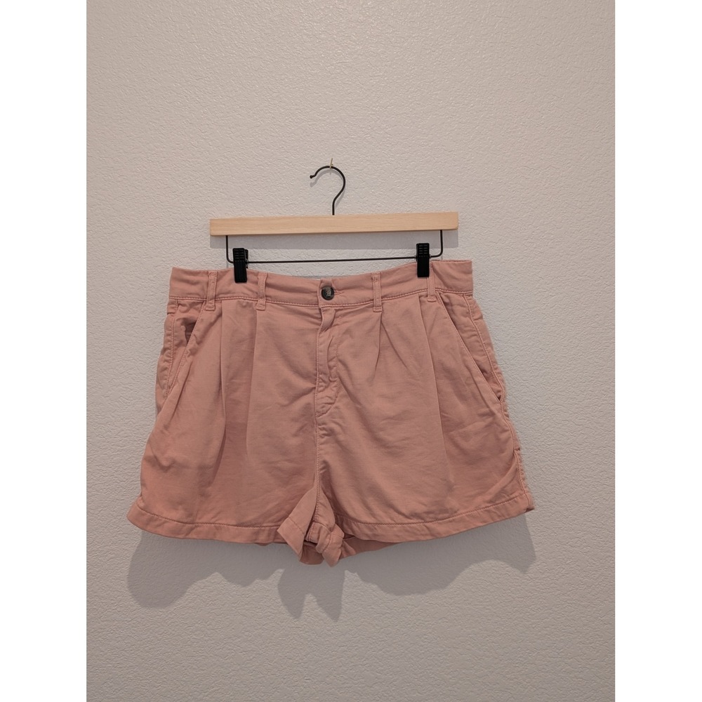 Free People Pleated High Rise Shorts Pink Cotton Blend Size 12